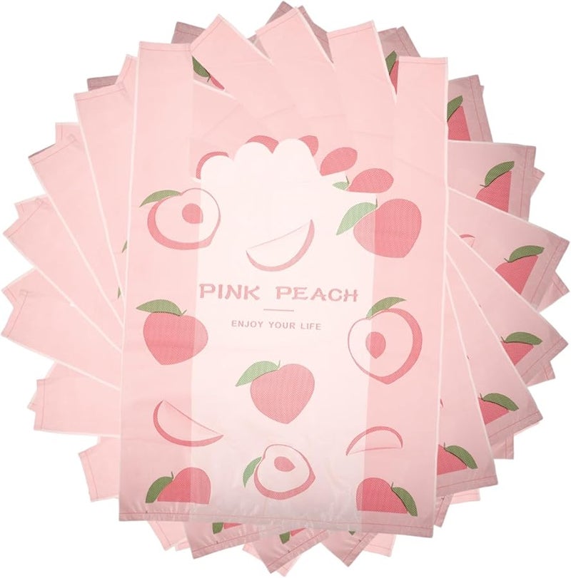 أكياس قمامة محمولة سميكة بمقابض بلون الخوخ الوردي عدد 50 قطعة لفرز النفايات - Image 1